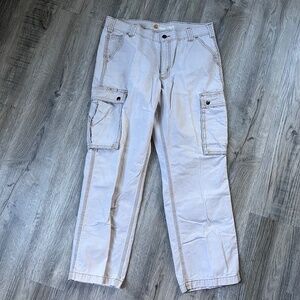 Carhartt Cargo Pants Men’s Relaxed Fit Snap Pocket 34x30 RN# 14806 cream
